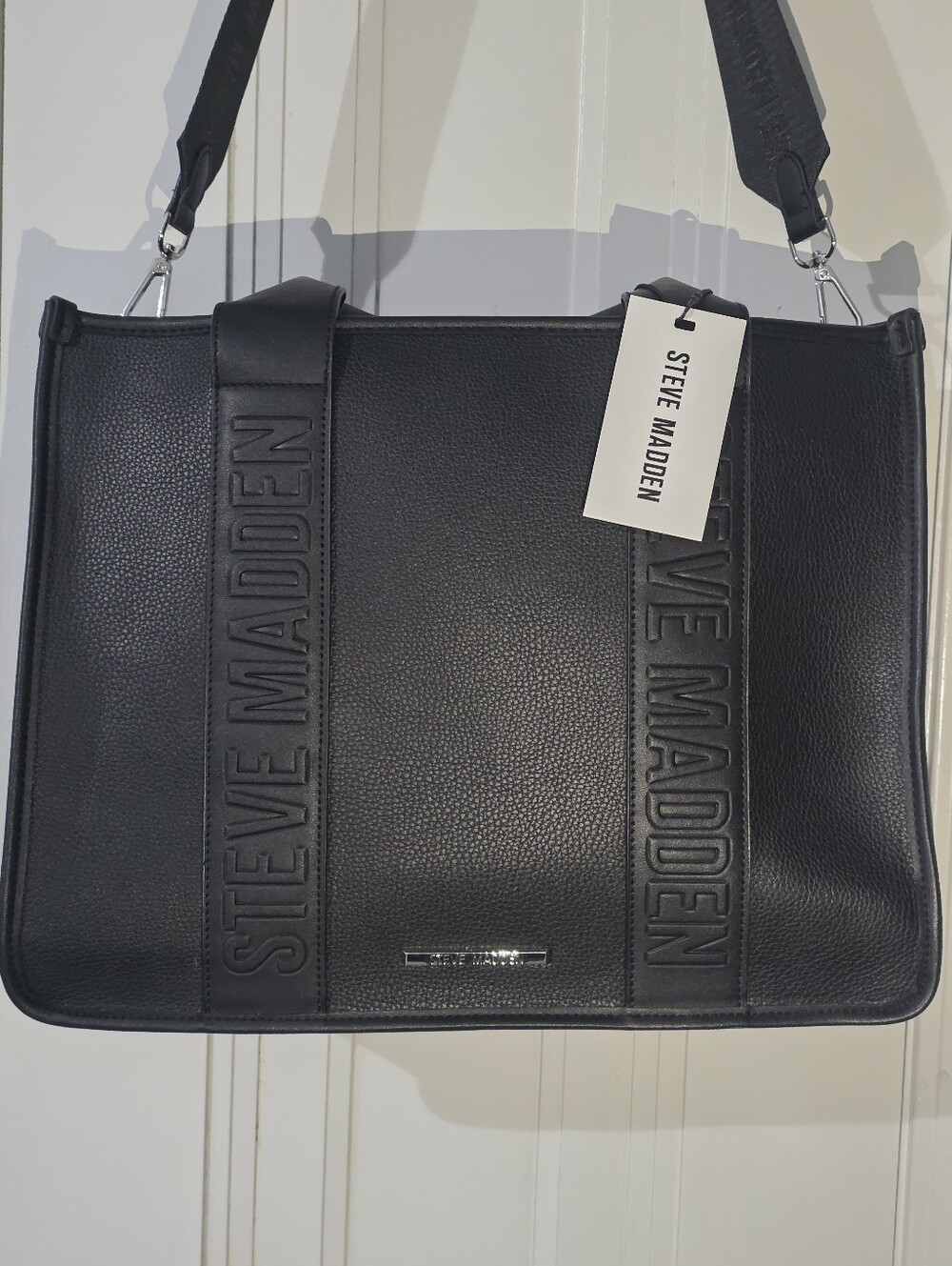 NWT Steve Madden Bwebber Black Satchel Crossbody Tote Bag
